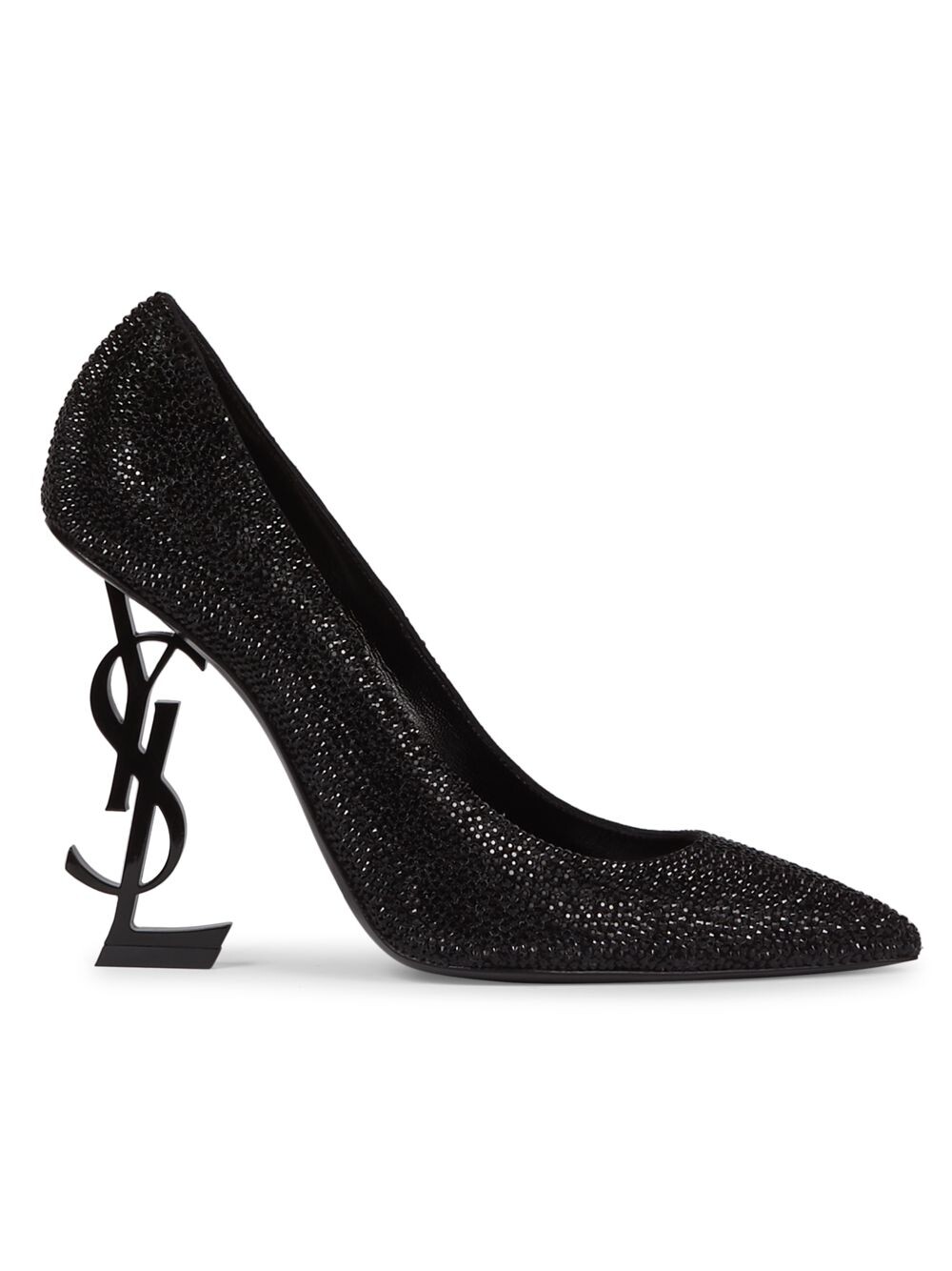

Туфли-лодочки Opyum из замши со стразами и черным каблуком Saint Laurent, неро