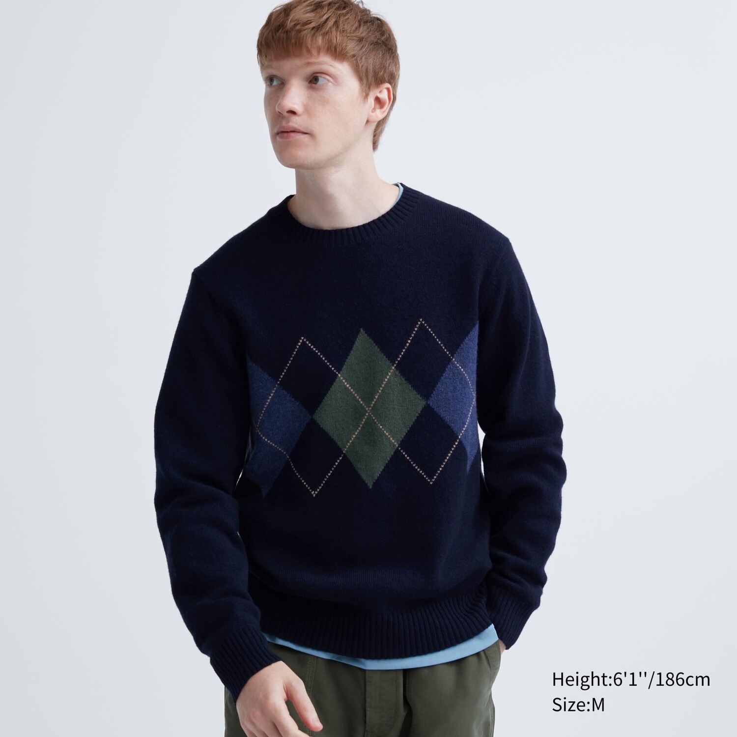 

Джемпер Uniqlo мужской из шерсти ягненка, темно-синий