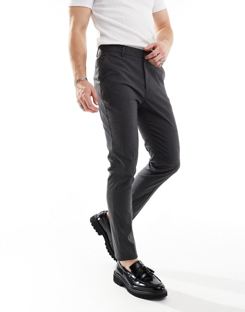 

Темно-серые классические брюки скинни ASOS DESIGN