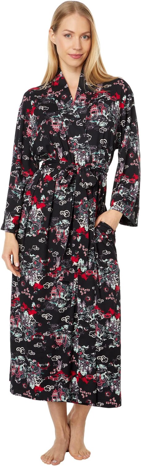 

Халат Pagoda Printed Cozy Knit Robe N by Natori, цвет Black Red