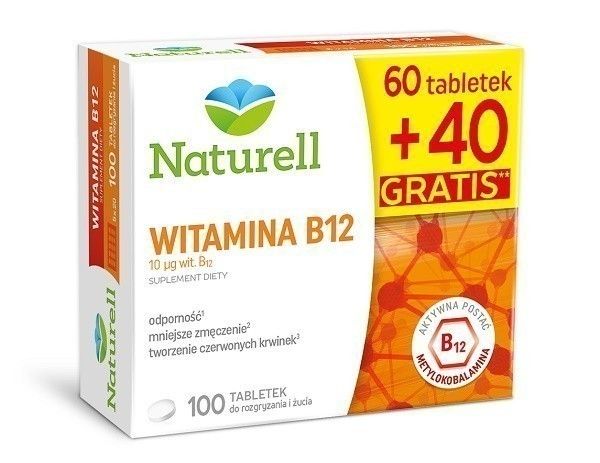 Метилированный витамин B12 Naturell Witamina B12 Tabletki do Żucia 100 Tabletek, 100 шт