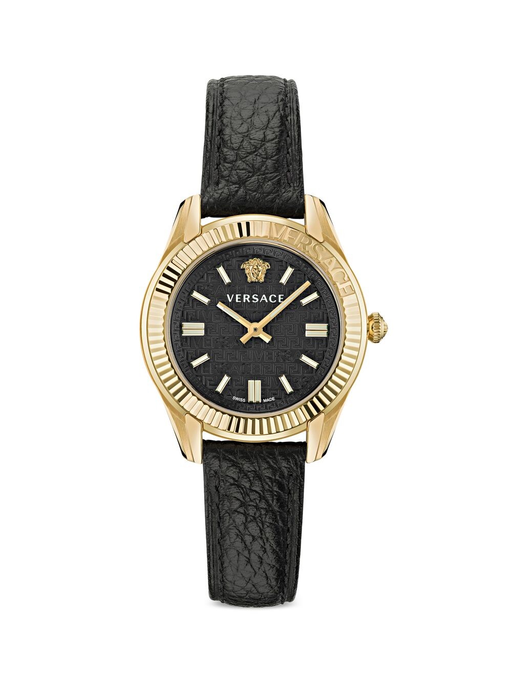 

Часы Greca Time Goldtone из нержавеющей стали и кожи Versace, желтый