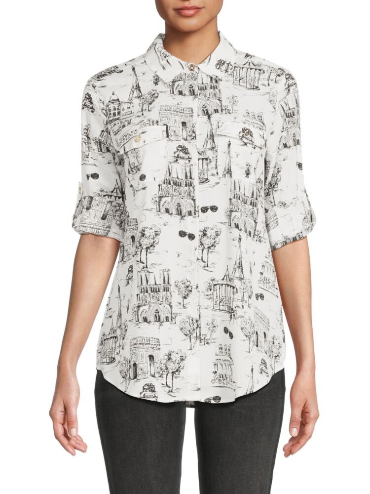 

Рубашка с причудливым рисунком Karl Lagerfeld Paris, цвет White Grey Multi