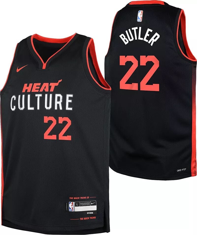 

Черная майка Nike Youth 2023-24 City Edition Miami Heat Джимми Батлера № 22 Swingman