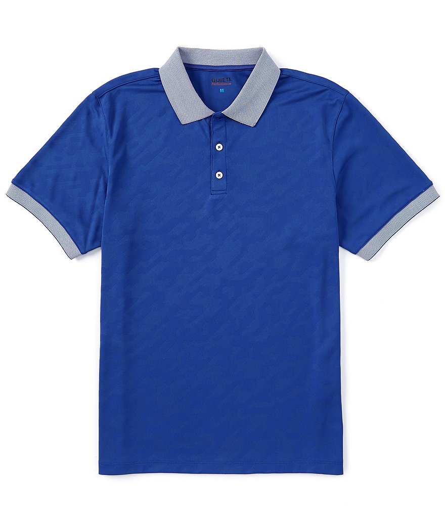 Однотонная жаккардовая рубашка-поло Quieti с короткими рукавами, синий