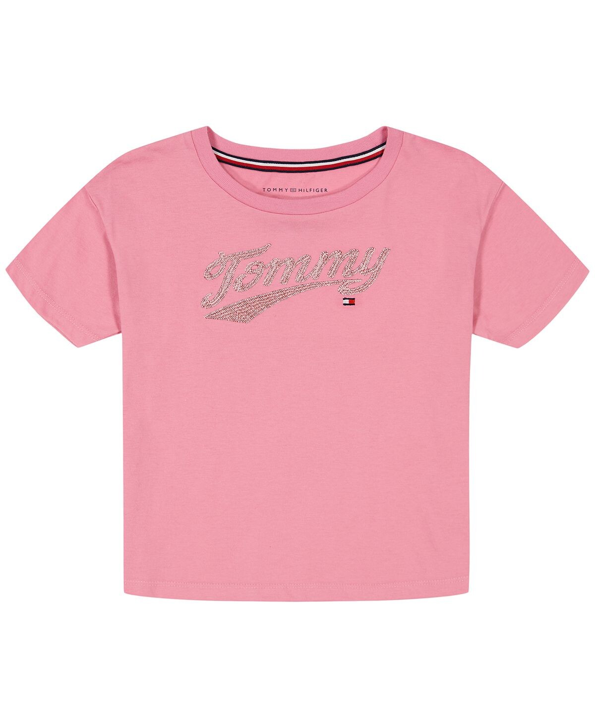

Свободная футболка с вышитым логотипом Little Girls Tommy Hilfiger