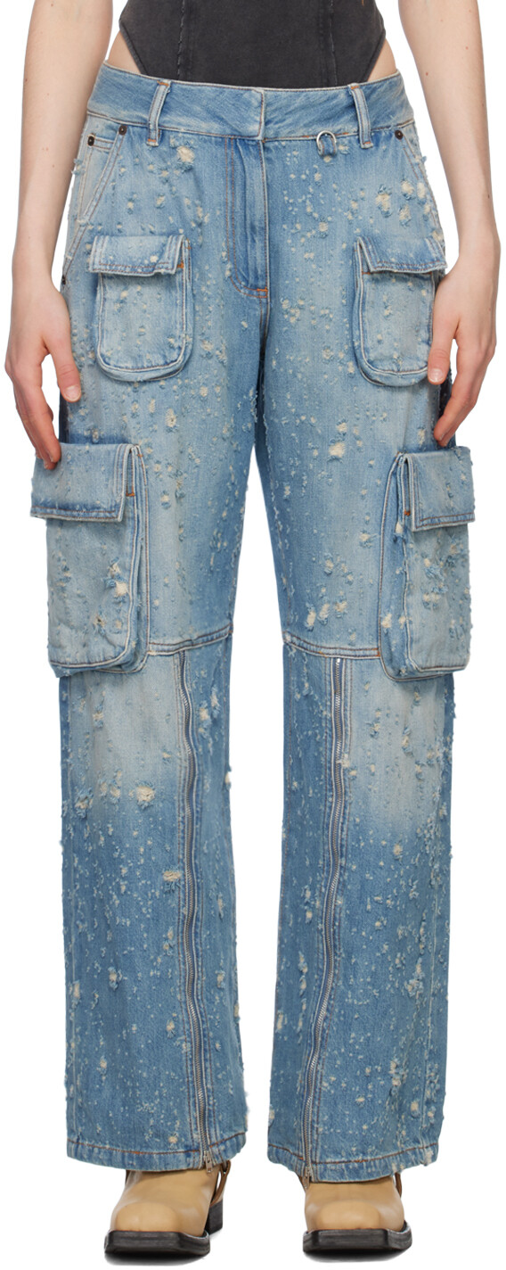 

Синие рваные джинсы средней длины Acne Studios