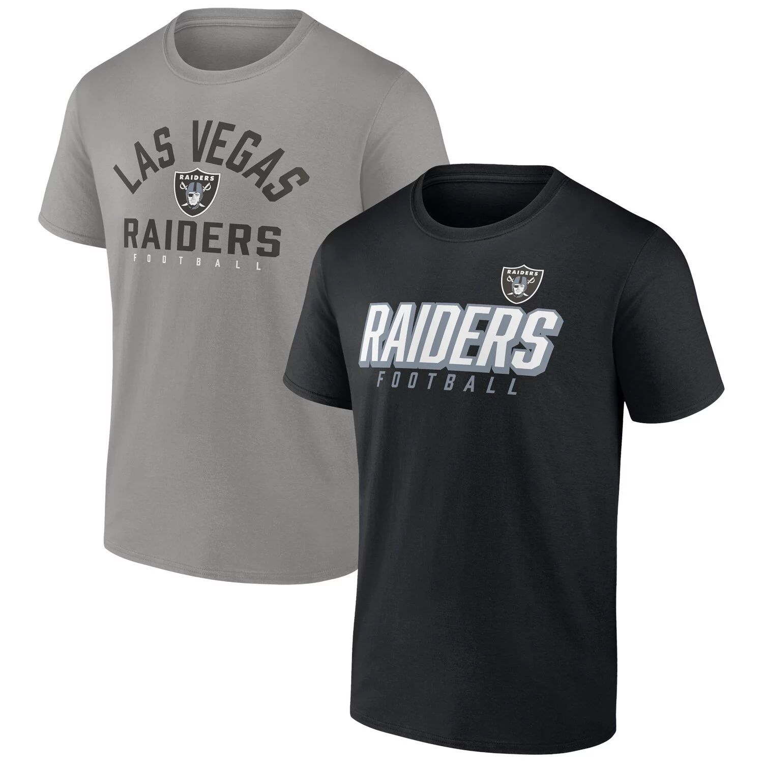 

Мужской комплект футболок с логотипом Fanatics черного/серебристого цвета Las Vegas Raiders Player Pack, Черный