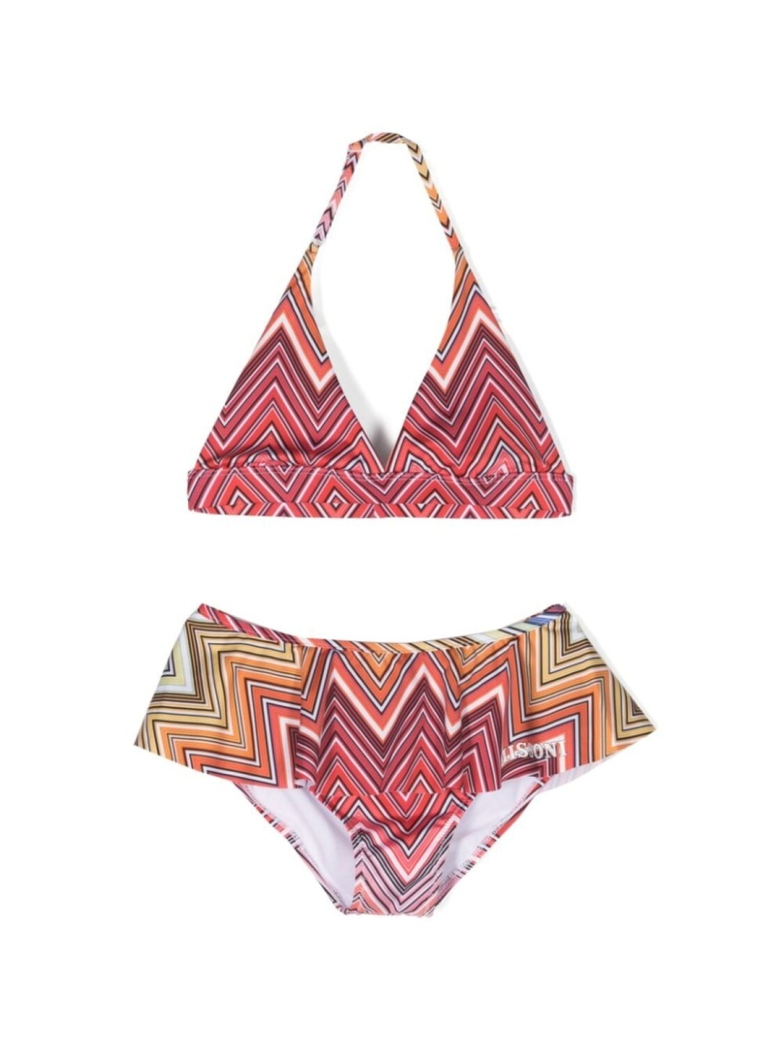 

Missoni Kids бикини с оборками и узором шеврон, красный