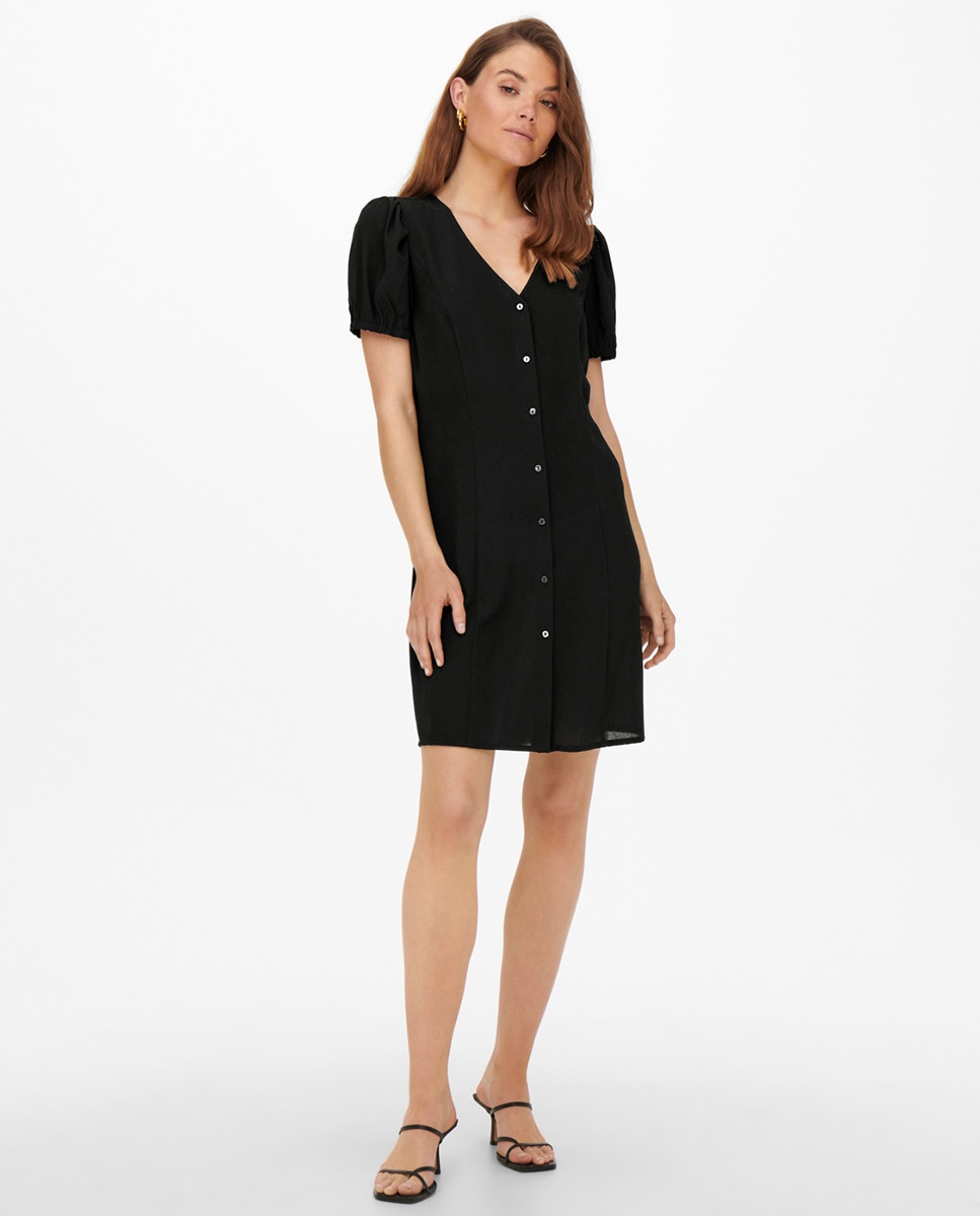 Мини-платье с коротким рукавом Only, черный прямое мини платье с коротким рукавом молочный