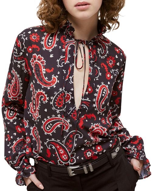 

Топ Western с V-образным вырезом и пейсли The Kooples, цвет Black