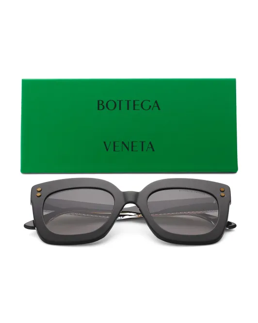 

Квадратные солнцезащитные очки 51 мм Bottega Veneta, черный/серый