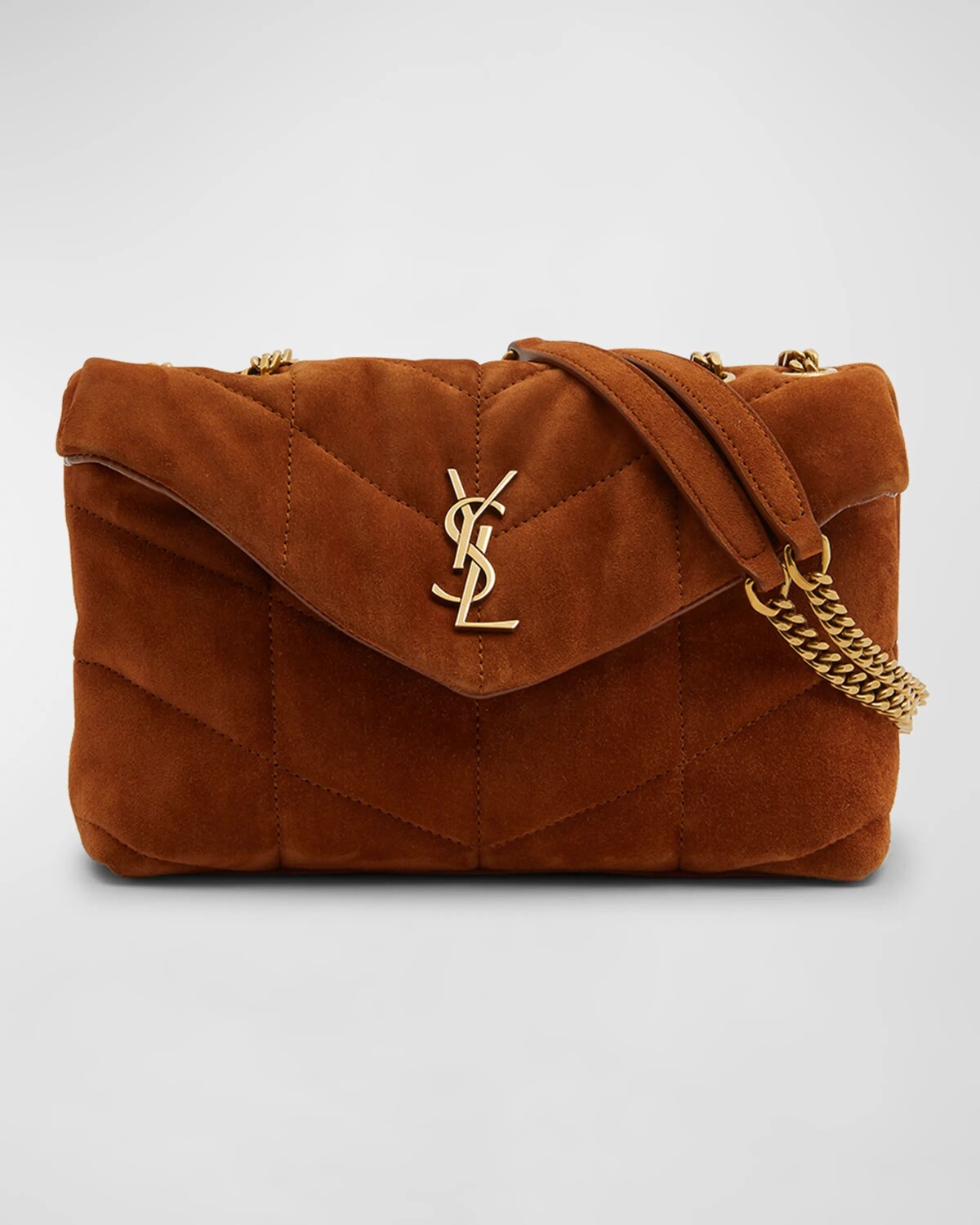 

Сумка через плечо Lou Puffer Toy YSL из стеганой замши Saint Laurent, цвет Macaron