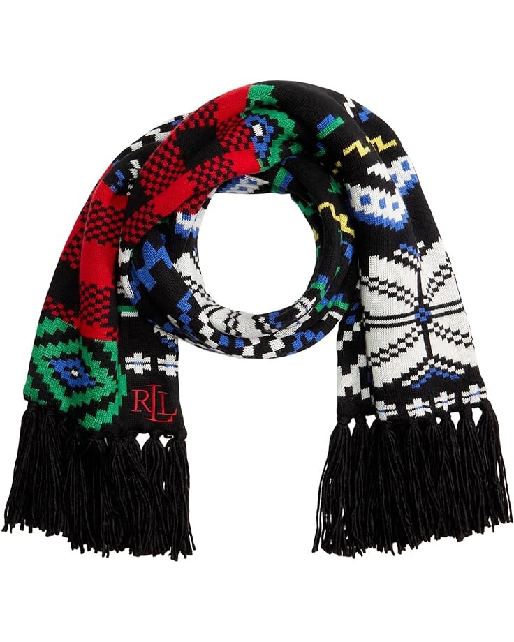 

Шарф LAUREN Ralph Lauren Patchwork Holiday Knit Scarf, цвет Multi