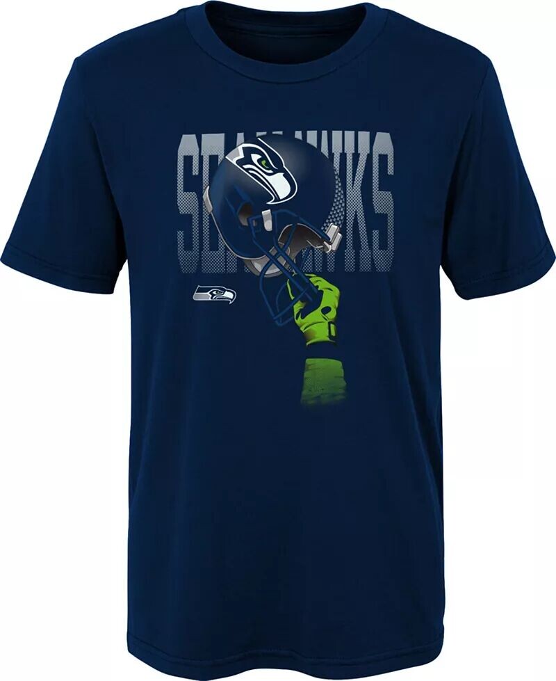 

Nfl Team Apparel футболка Seattle Seahawks Helmets для мальчиков, темно-синяя футболка
