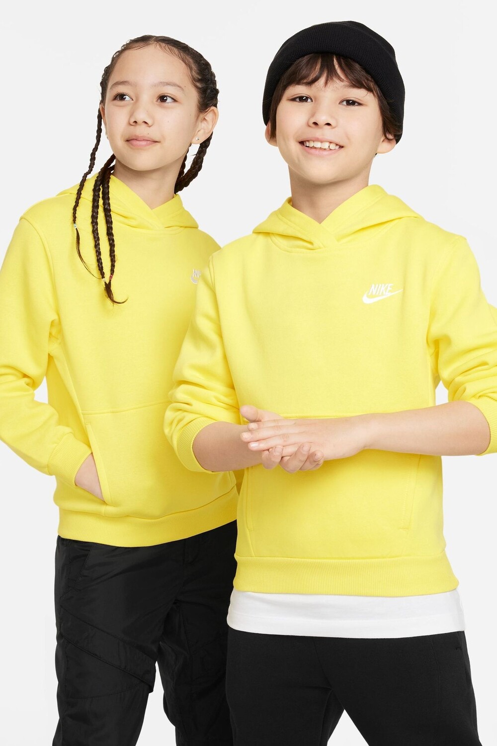 

Флисовый пуловер Club с капюшоном Nike, желтый