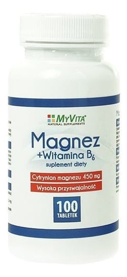 MyVita, биологически активная добавка Магний с витамином B6, 100 таблеток