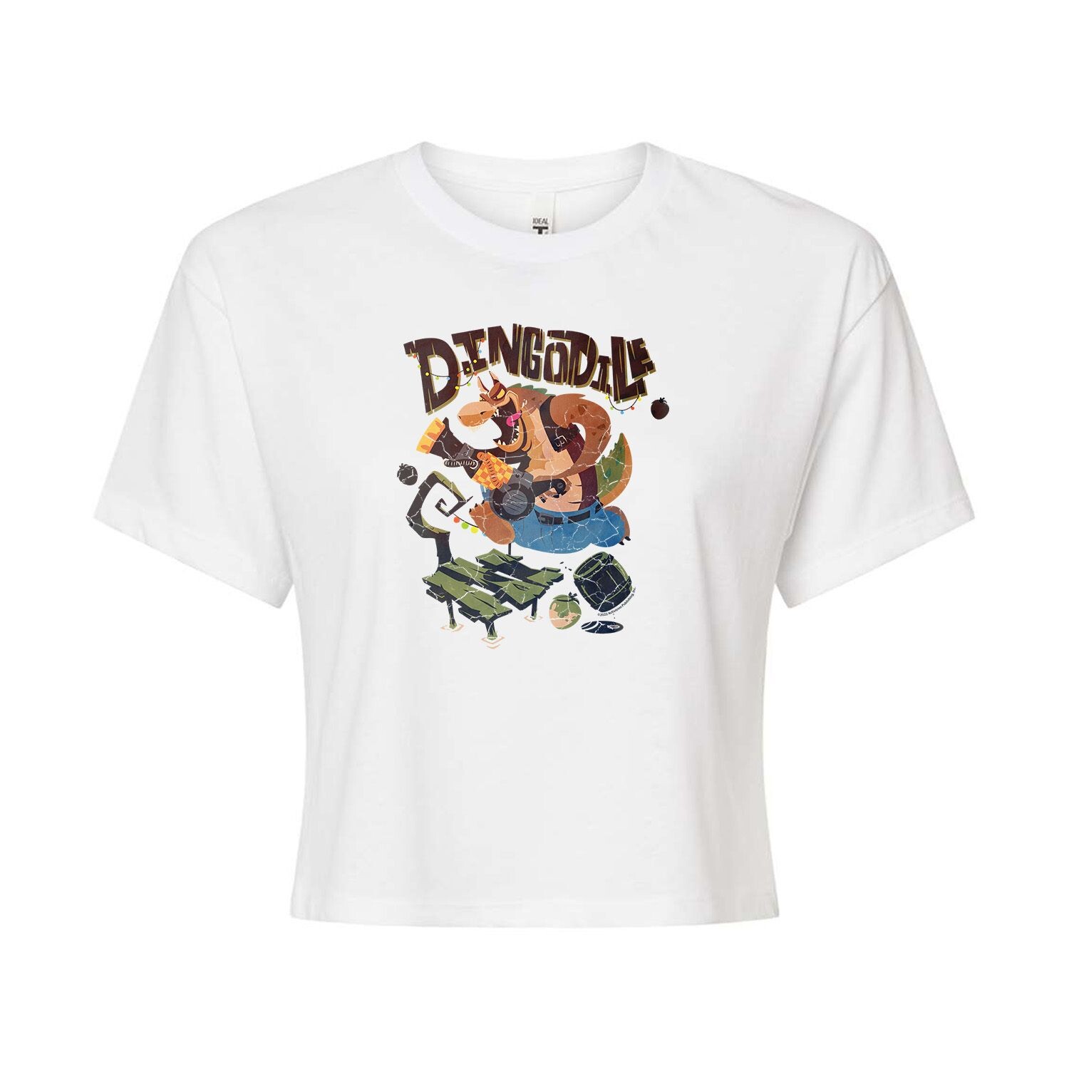

Укороченная футболка с рисунком Juniors' Crash Bandicoot Dingodile Licensed Character, белый