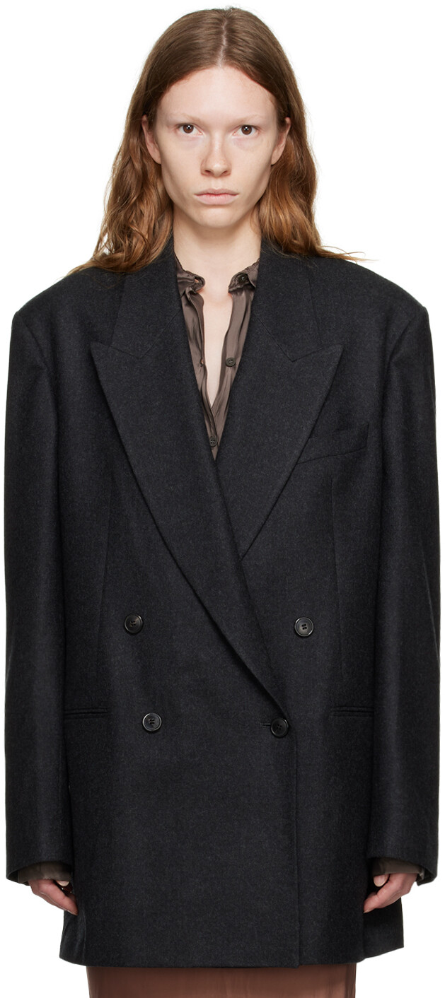 

Серый двубортный пиджак Dries Van Noten