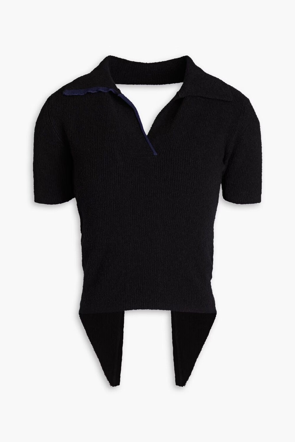 

Махровый свитер-поло Bagnu с открытой спиной Jacquemus, черный