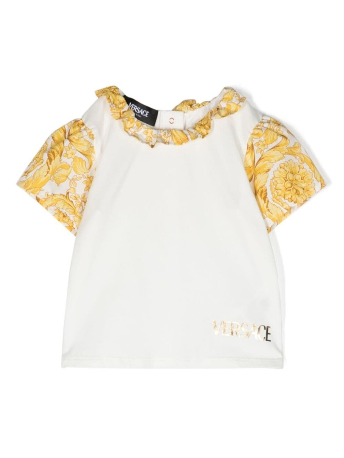 

Versace Kids футболка с принтом Barocco и оборками на воротнике, белый