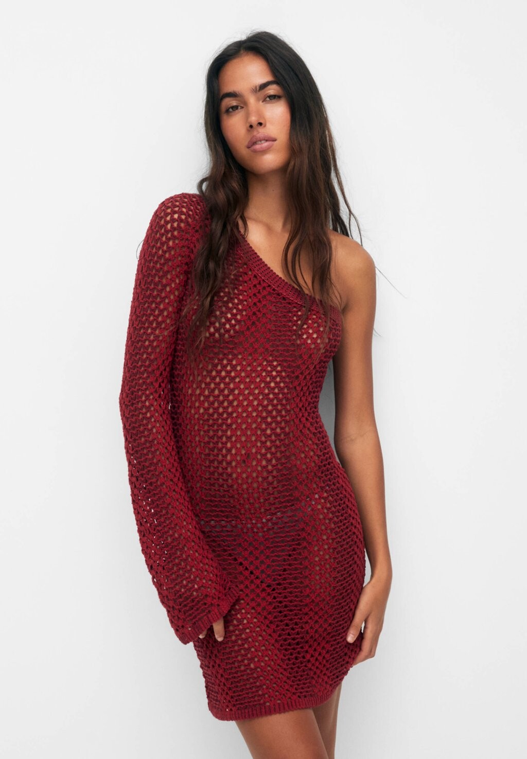 

Вязаное платье PULL&BEAR, красный