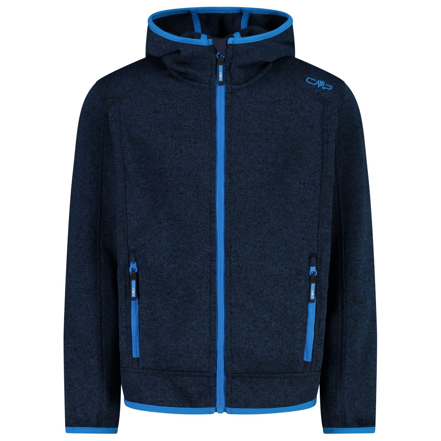 Флисовая жилетка Cmp Boy's Fix Hood Jacquard Knitted, цвет Black Blue/River