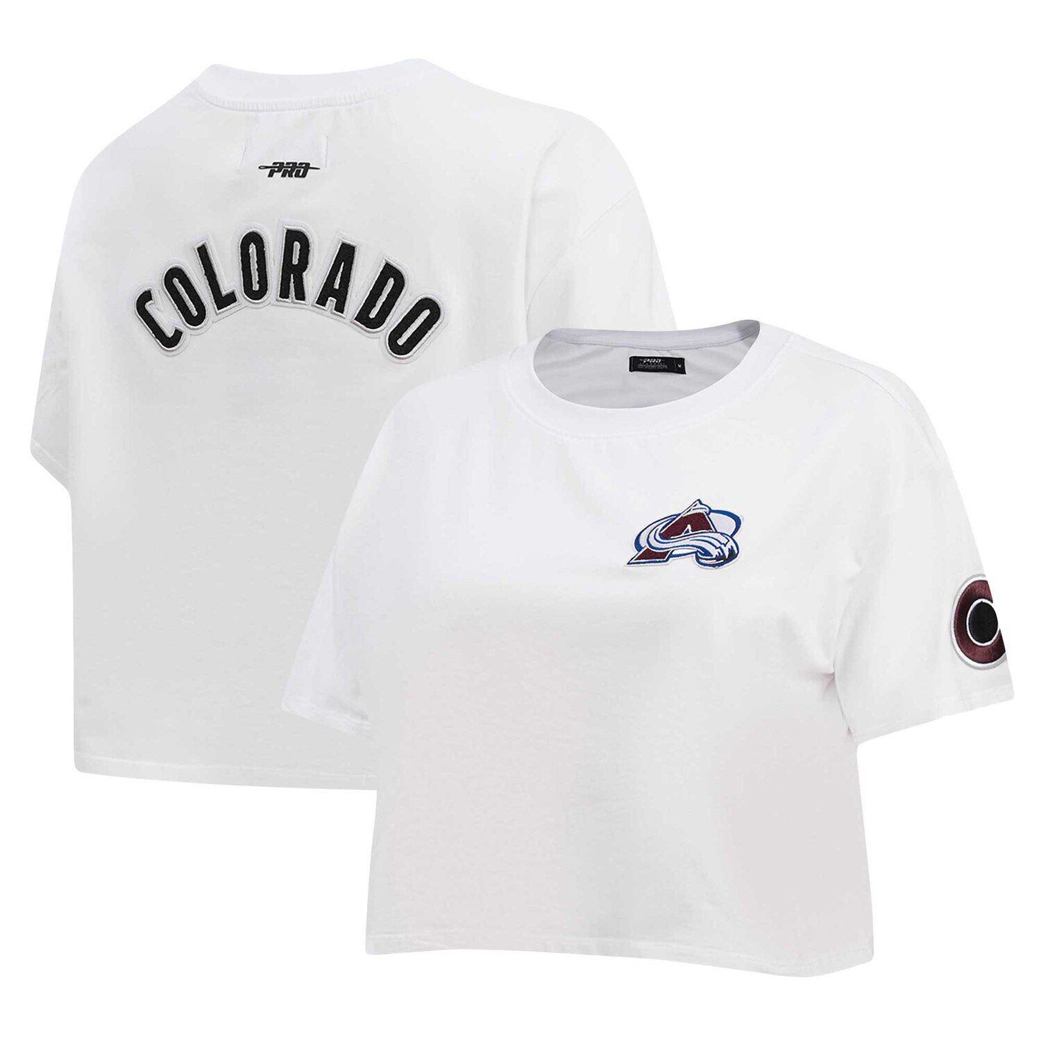 

Женская классическая укороченная футболка свободного кроя белого цвета Colorado Avalanche Pro Standard, Белый