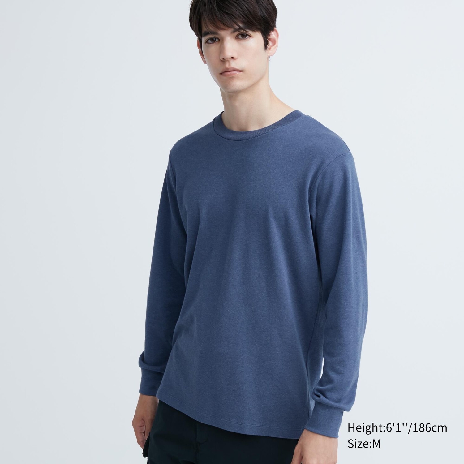 

Футболка из мягкого хлопка Uniqlo с длинными рукавами, синий