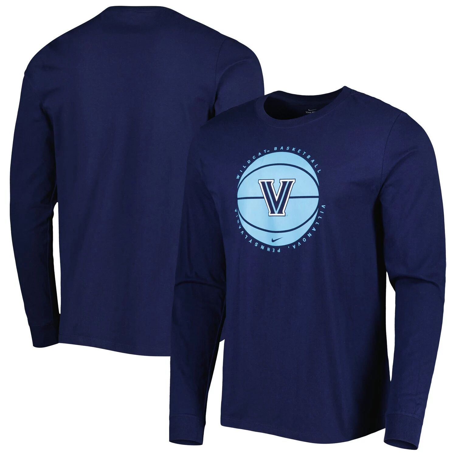 

Мужская темно-синяя баскетбольная футболка с длинным рукавом Villanova Wildcats Nike, Синий