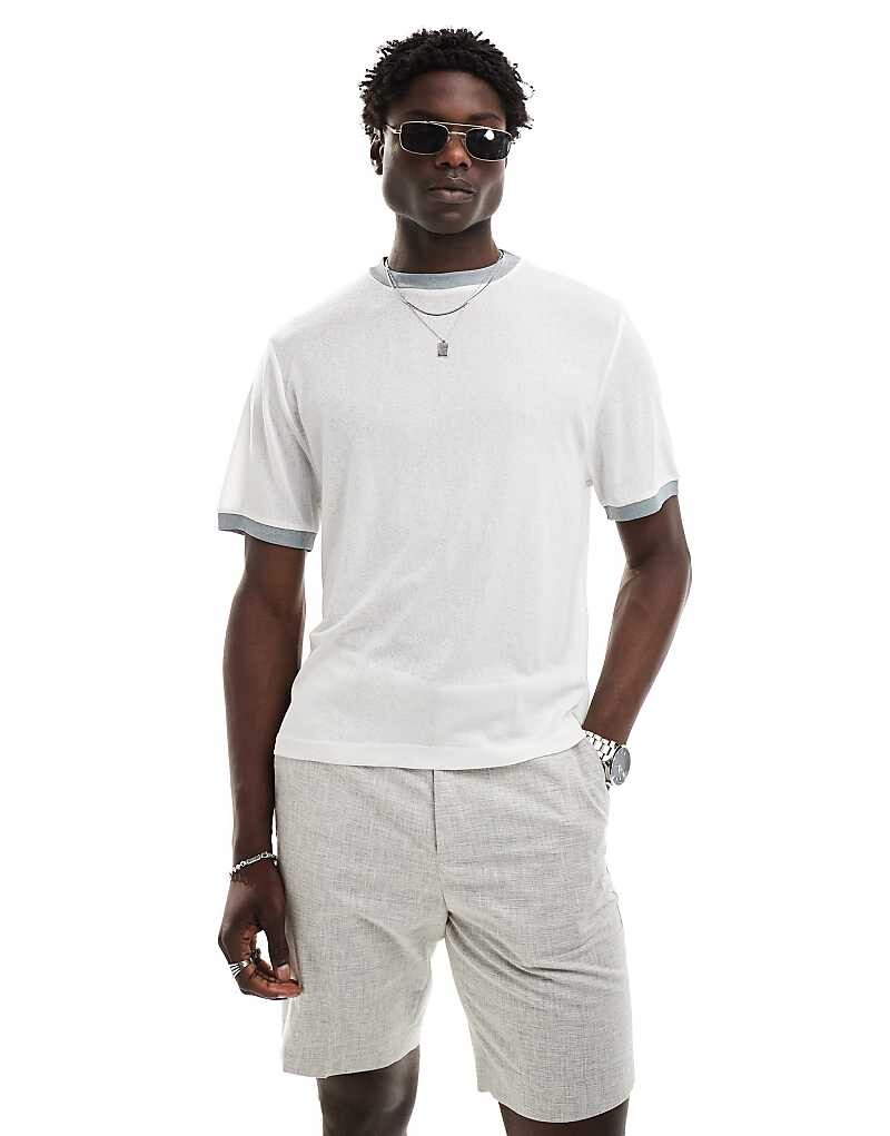

ASOS DESIGN Белая футболка Boxy Ringer из трикотажа
