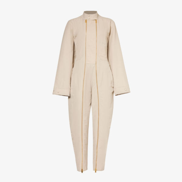 

Зауженный комбинезон из ткани из хлопка и льна Stella Mccartney, бежевый