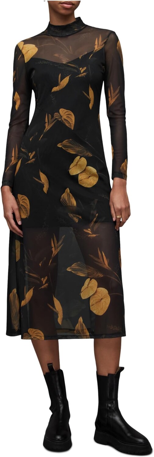 

Платье Ханна Арета AllSaints, цвет Black/Gold