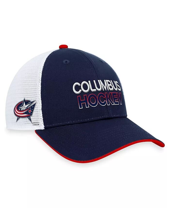 

Мужские темно-синие куртки Columbus Blue Authentic Pro Rink Trucker, регулируемая шапка Fanatics, синий