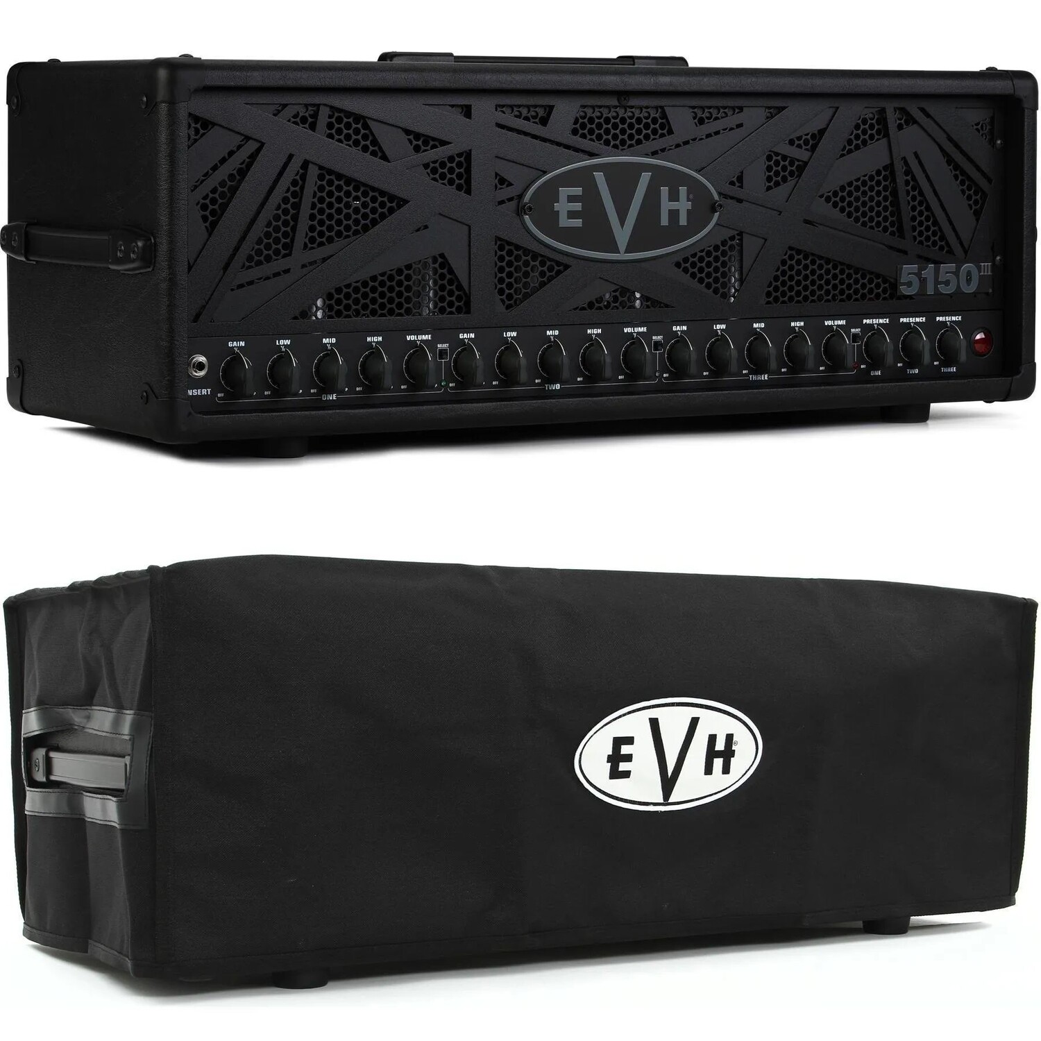 

Новая ламповая головка EVH 5150III 100S мощностью 100 Вт с крышкой — черный Stealth