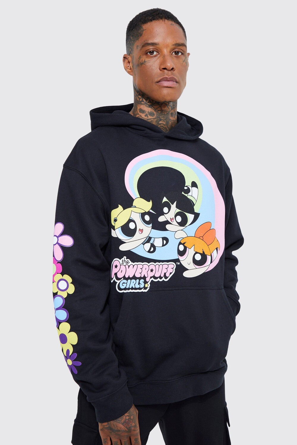 

Худи oversize powerpuff girls license Boohoo, черный