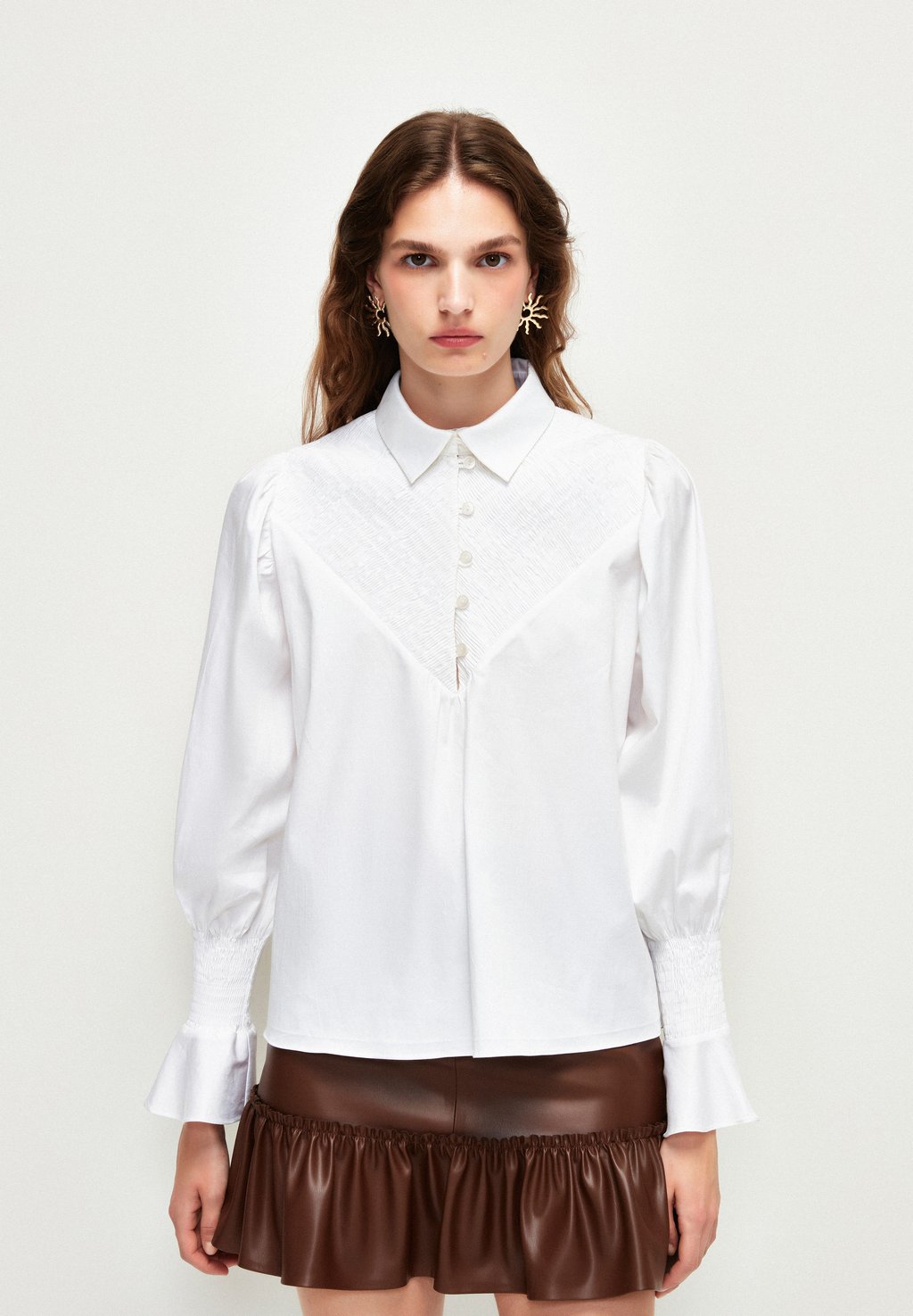 Блузка GIMPED BALLOON SLEEVE adL, цвет white блузка ruffled long sleeve adl цвет orange