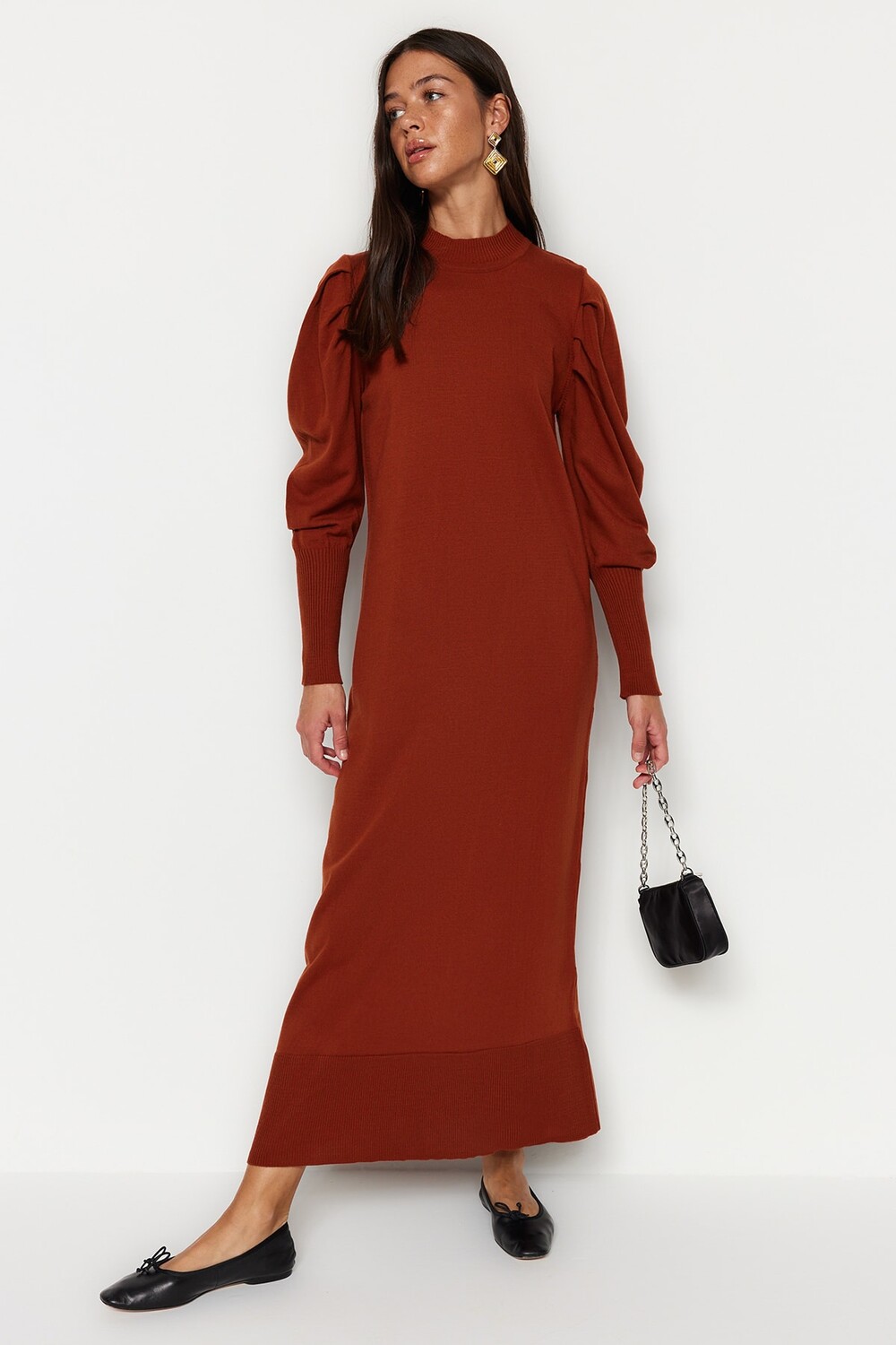 

Платье - Коричневое - Свободное Trendyol Modest, коричневый