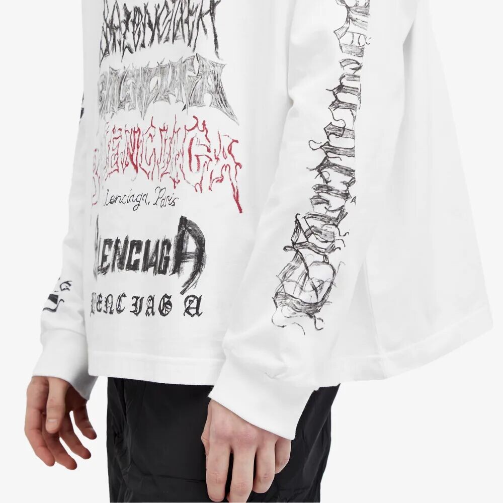 

Футболка с длинными рукавами и металлическим логотипом Balenciaga, черный