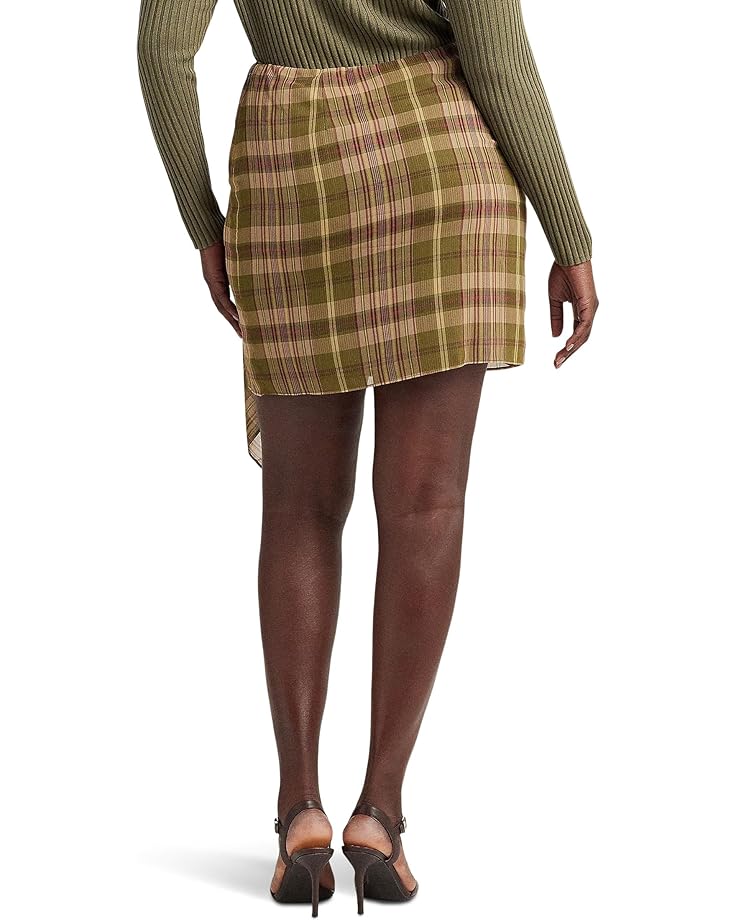 Юбка LAUREN Ralph Lauren Plus Size Plaid Ruffle-Trim Georgette Skirt, цвет Olive Multi