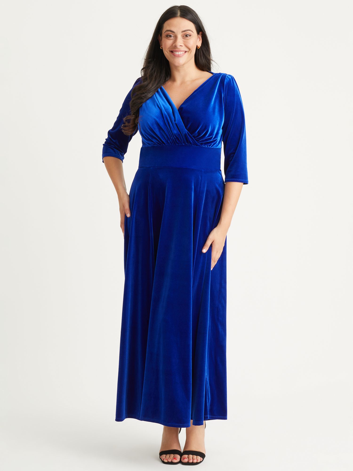 Бархатное платье макси Verity Scarlett & Jo, синий кобальт цена и фото