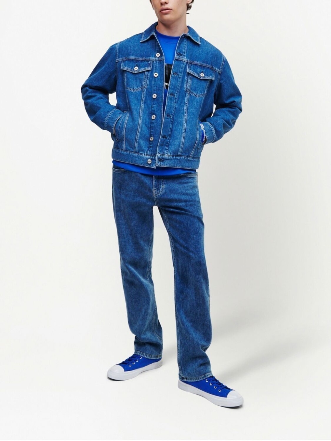 

Karl Lagerfeld Jeans джинсовая куртка с нашивкой-логотипом, синий