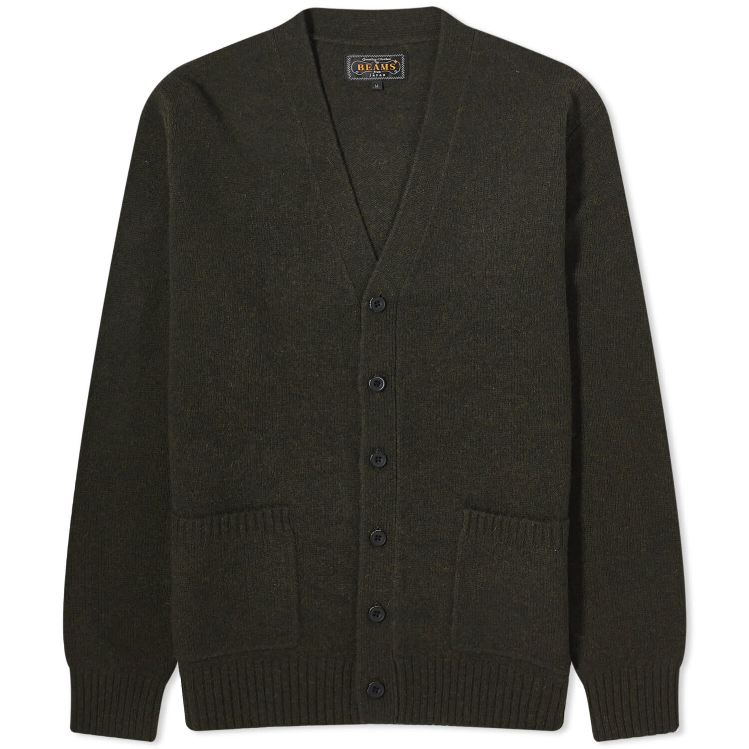 

Кардиган Beams Plus 7G Elbow Patch, оливковое, Зеленый