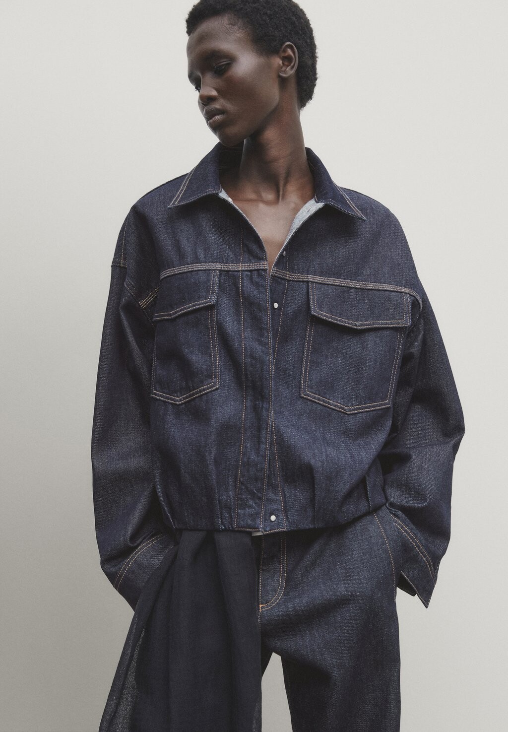 

Джинсовая куртка Rinse Wash Massimo Dutti, цвет dark blue