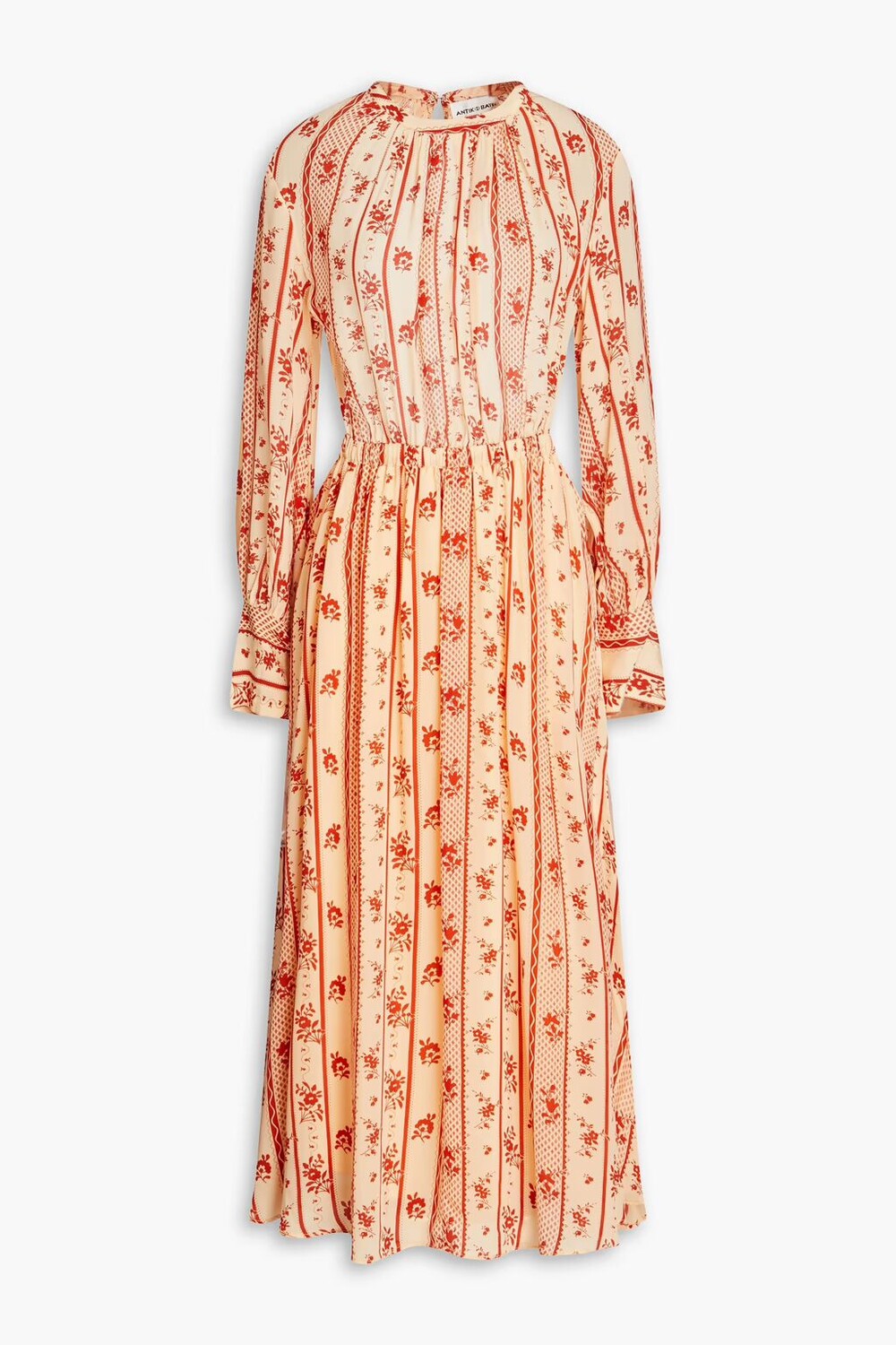 

Платье миди из крепдешина с открытой спиной и цветочным принтом Antik Batik, пастельно-оранжевый