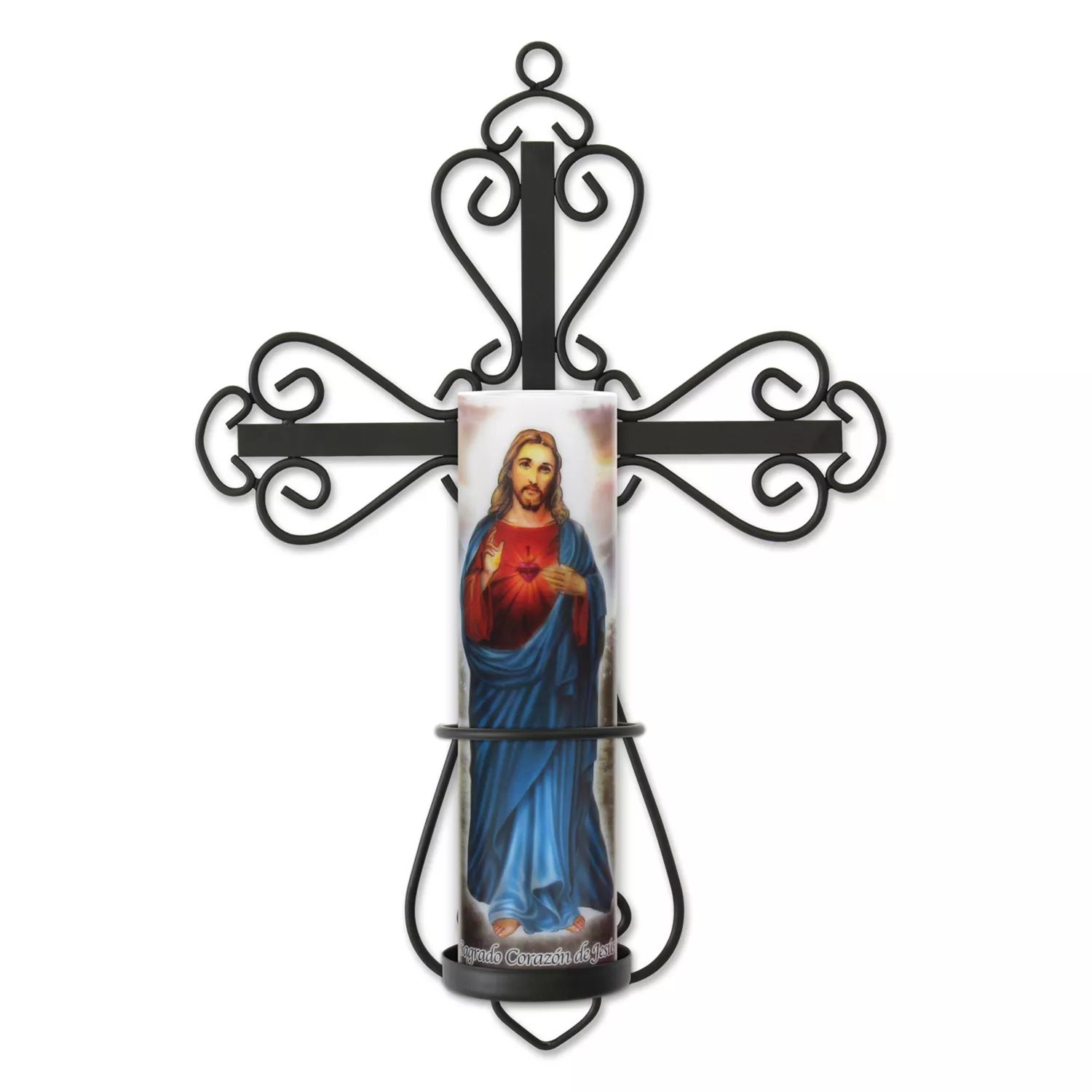 Настенный бра Saints Collection со светодиодной молитвенной свечой «Иисус» беспламенная светодиодная молитвенная свеча the saints collection 8 2 x 2 2 дюйма девы гваделупской