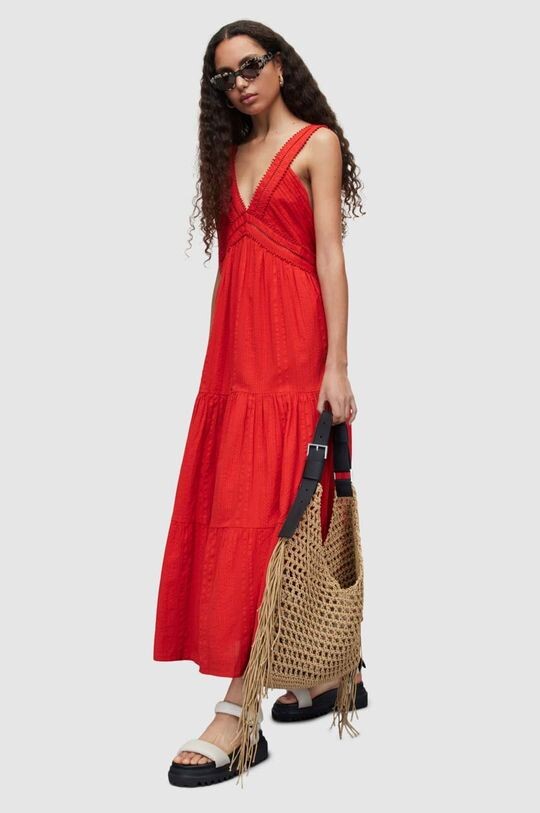 

Хлопковое платье RIRI BRODERIE DRESS AllSaints, красный