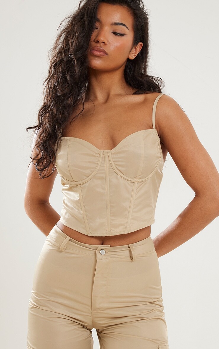 

PrettyLittleThing Корсетный топ из нейлона Stone с бретелями