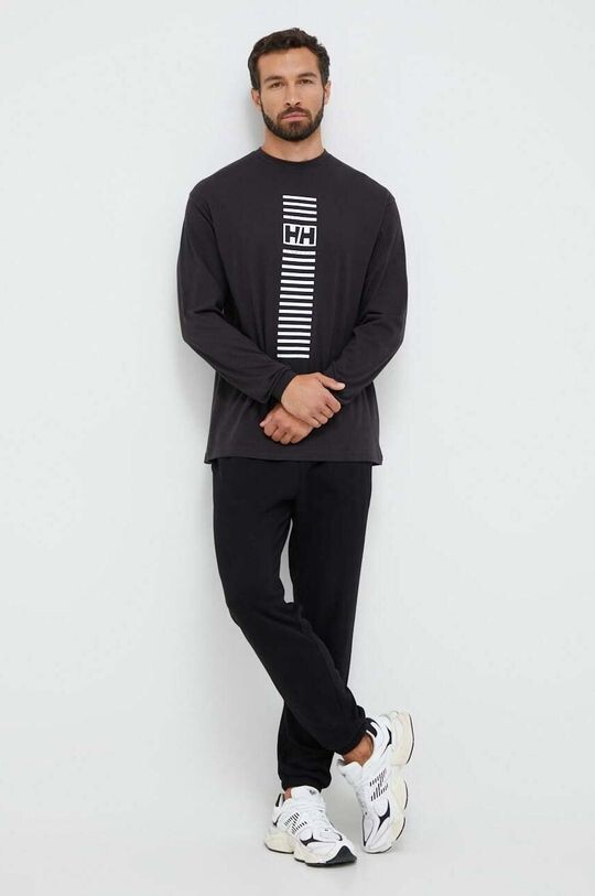 

Хлопковый топ с длинными рукавами Helly Hansen, черный