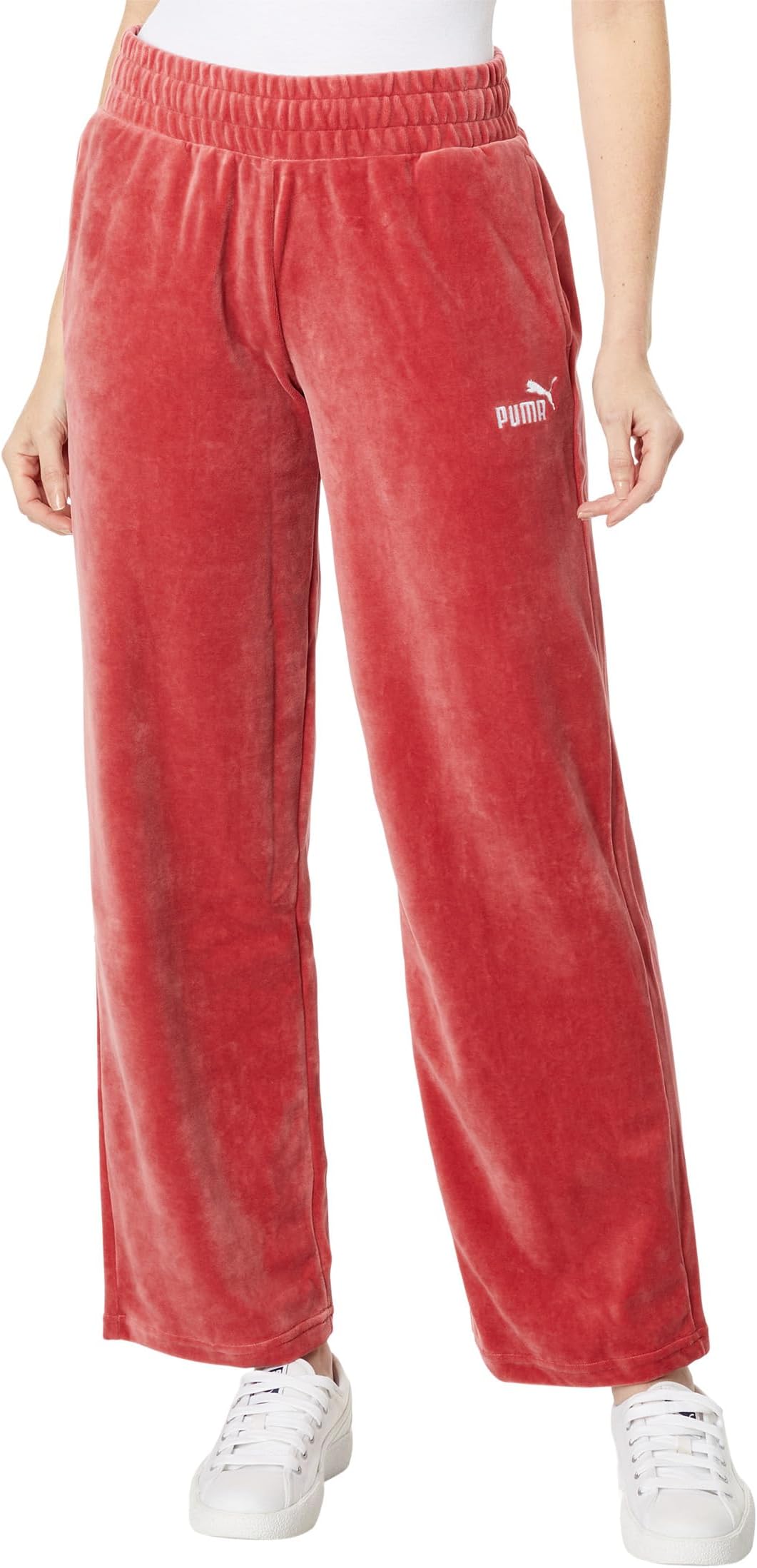 Прямые велюровые брюки Essentials с приподнятым верхом PUMA, цвет Astro Red